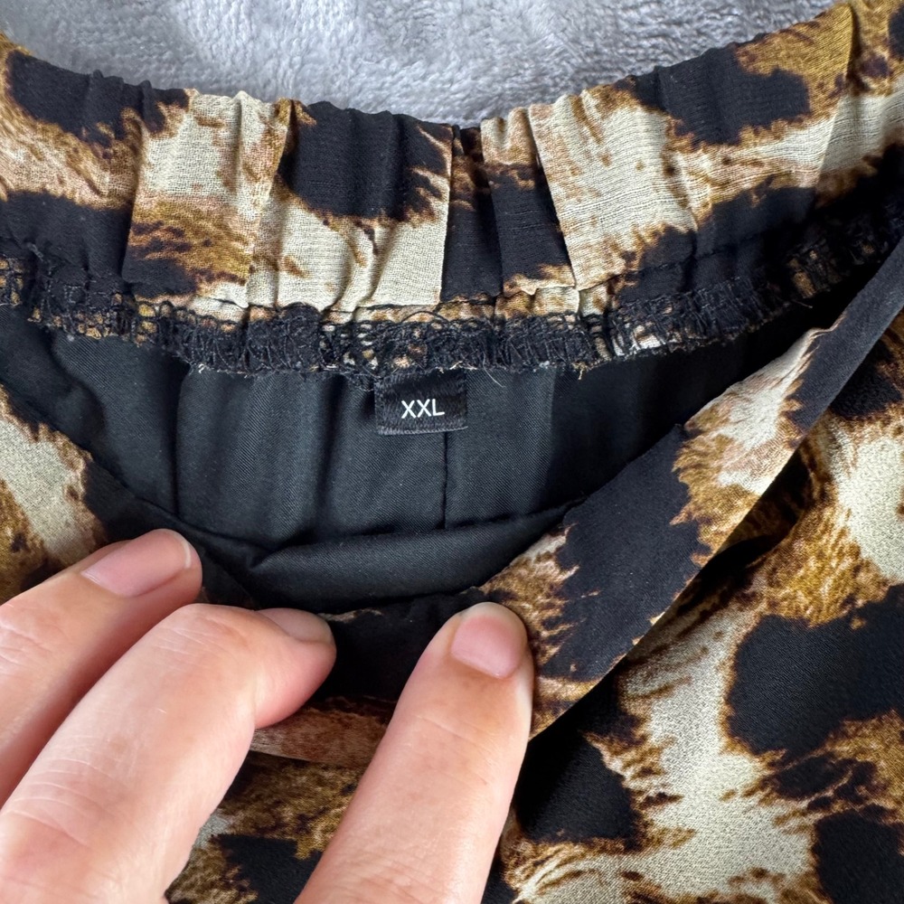 Unbranded Leopard Print Maxi Skirt Women XXL Brown Animal Flowy Elastic (1873) - Picture 2 of 9